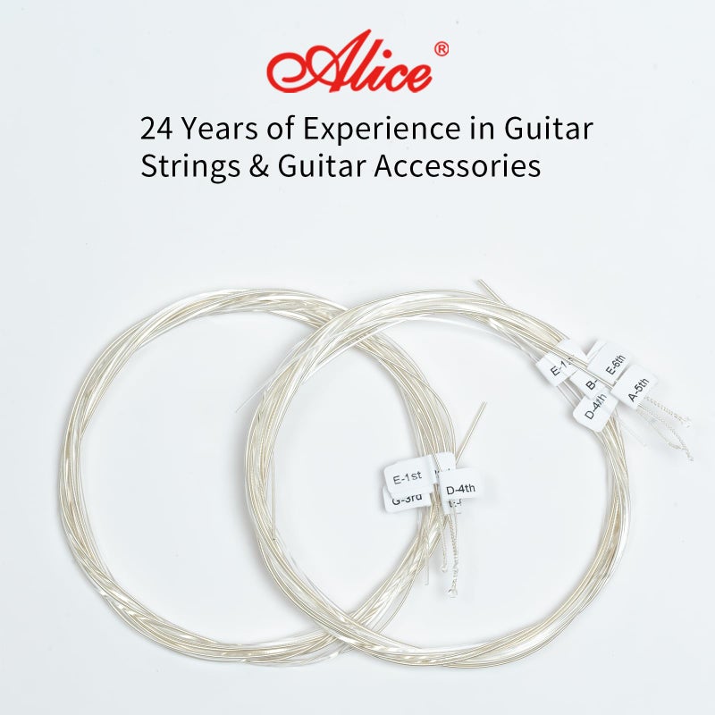 Alice Classical Guitar Strings, Alice 2 Set Classic Guitar 6 Strings Clear Nylon Normal Tension 28-43 Gauge with Anti-Rust Coating, Silver Plated Wrap (AC130) - Image 4